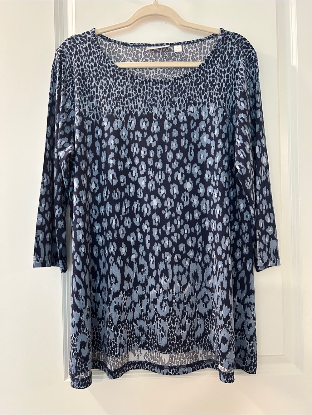 Belle by Kim Gravel Navy & Light Blue Animal Print Long Sleeve Top